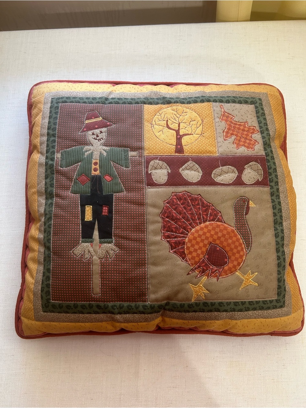 Quilted Fall Halloween Throw Pillow